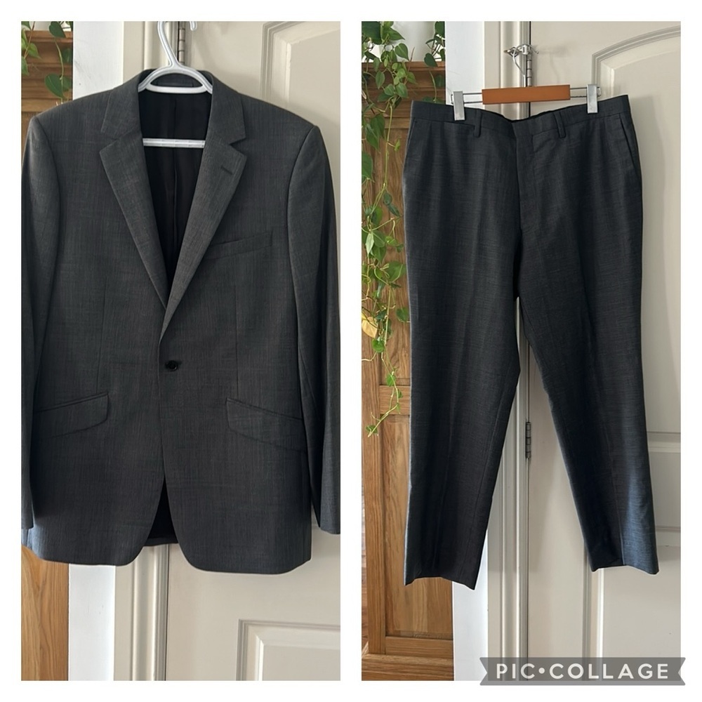 Reiss men’s wool single breasted Carlow suit grey 36